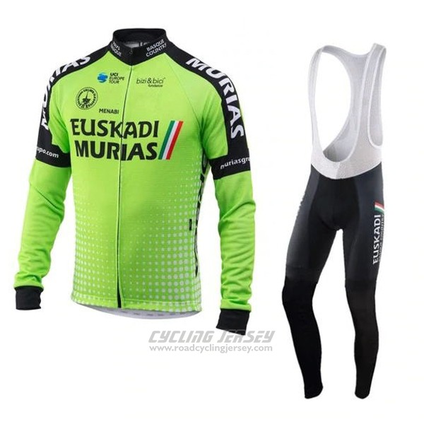 2018 Cycling Jersey Euskadi Murias Green Long Sleeve and Bib Tight